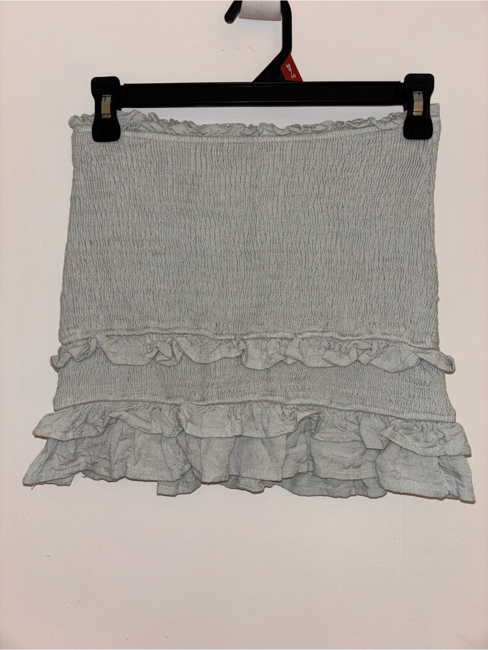 Altar'd State Light Gray Smocked Ruffle Mini Skirt